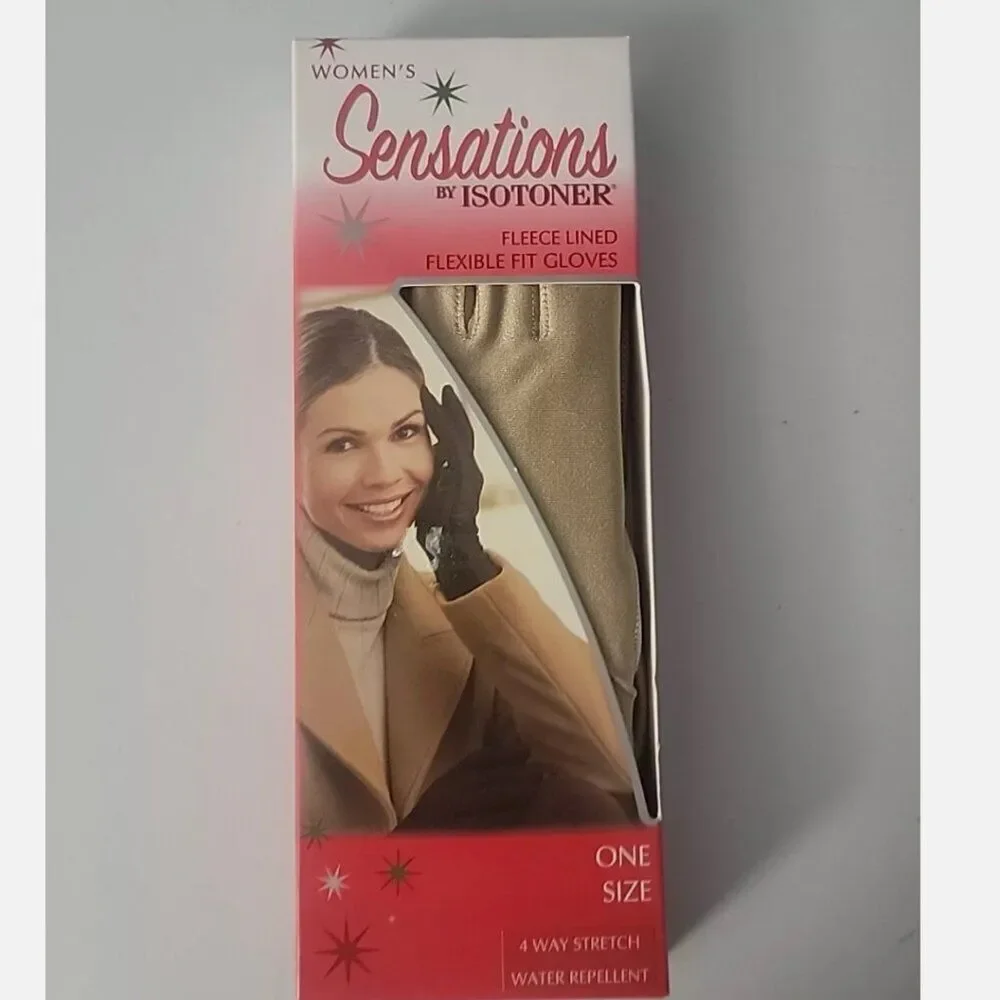 Women Sensation by Isotoner fleece lined‎ Flexible Fit gloves/NEW/Camel Color
